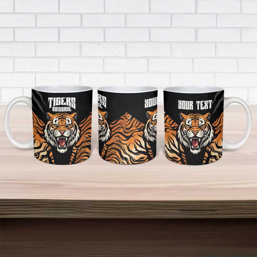 Brisbane Rugby Custom Ceramic Mug Go Tigers Skin Pattern - Aussie Hoodie