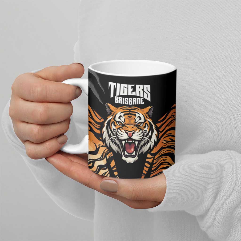 Brisbane Rugby Custom Ceramic Mug Go Tigers Skin Pattern - Aussie Hoodie