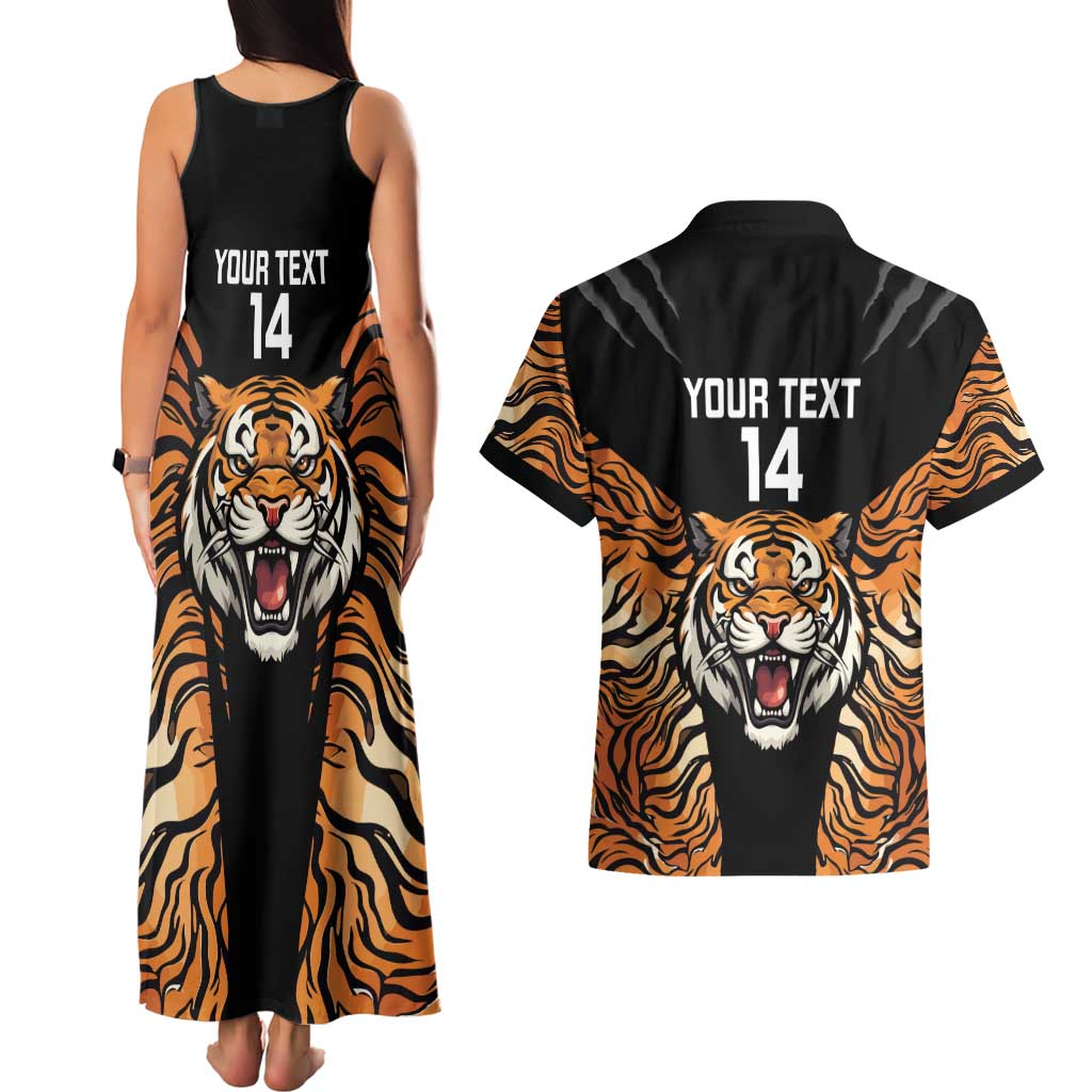 Brisbane Rugby Custom Couples Matching Tank Maxi Dress and Hawaiian Shirt Go Tigers Skin Pattern - Aussie Hoodie