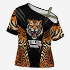 Brisbane Rugby Custom Cross Shoulder Shirt Go Tigers Skin Pattern - Aussie Hoodie