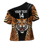 Brisbane Rugby Custom Cross Shoulder Shirt Go Tigers Skin Pattern - Aussie Hoodie