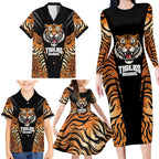 Brisbane Rugby Custom Family Matching Long Sleeve Bodycon Dress and Hawaiian Shirt Go Tigers Skin Pattern - Aussie Hoodie