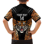 Brisbane Rugby Custom Family Matching Long Sleeve Bodycon Dress and Hawaiian Shirt Go Tigers Skin Pattern - Aussie Hoodie