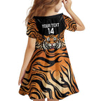 Brisbane Rugby Custom Family Matching Long Sleeve Bodycon Dress and Hawaiian Shirt Go Tigers Skin Pattern - Aussie Hoodie