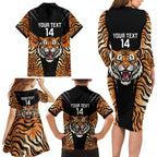 Brisbane Rugby Custom Family Matching Long Sleeve Bodycon Dress and Hawaiian Shirt Go Tigers Skin Pattern - Aussie Hoodie