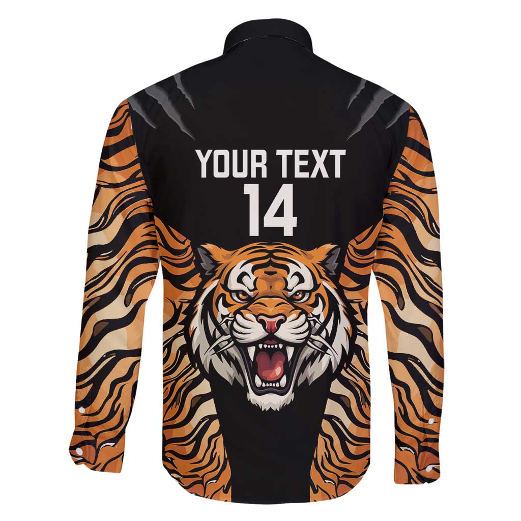 Brisbane Rugby Custom Family Matching Long Sleeve Bodycon Dress and Hawaiian Shirt Go Tigers Skin Pattern - Aussie Hoodie