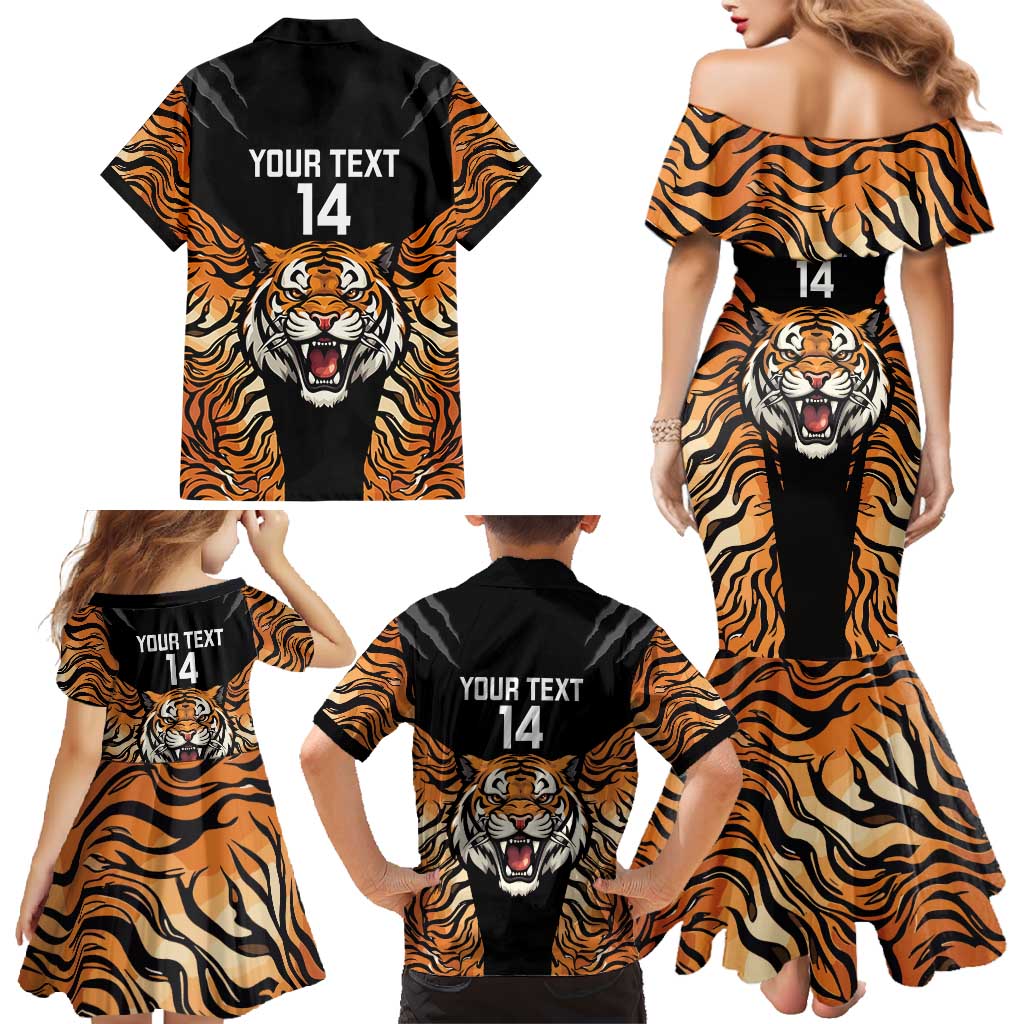 Brisbane Rugby Custom Family Matching Mermaid Dress and Hawaiian Shirt Go Tigers Skin Pattern - Aussie Hoodie