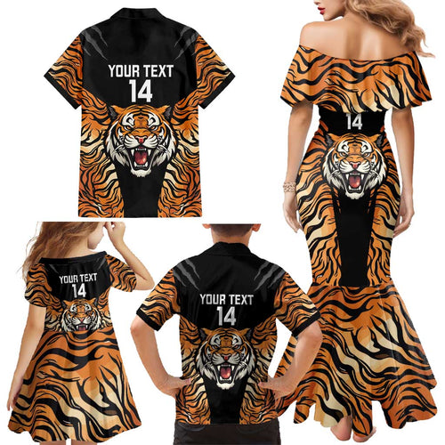 Brisbane Rugby Custom Family Matching Mermaid Dress and Hawaiian Shirt Go Tigers Skin Pattern - Aussie Hoodie