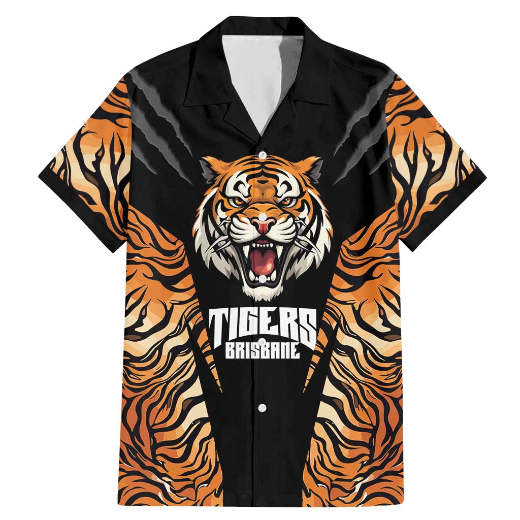 Brisbane Rugby Custom Family Matching Mermaid Dress and Hawaiian Shirt Go Tigers Skin Pattern - Aussie Hoodie