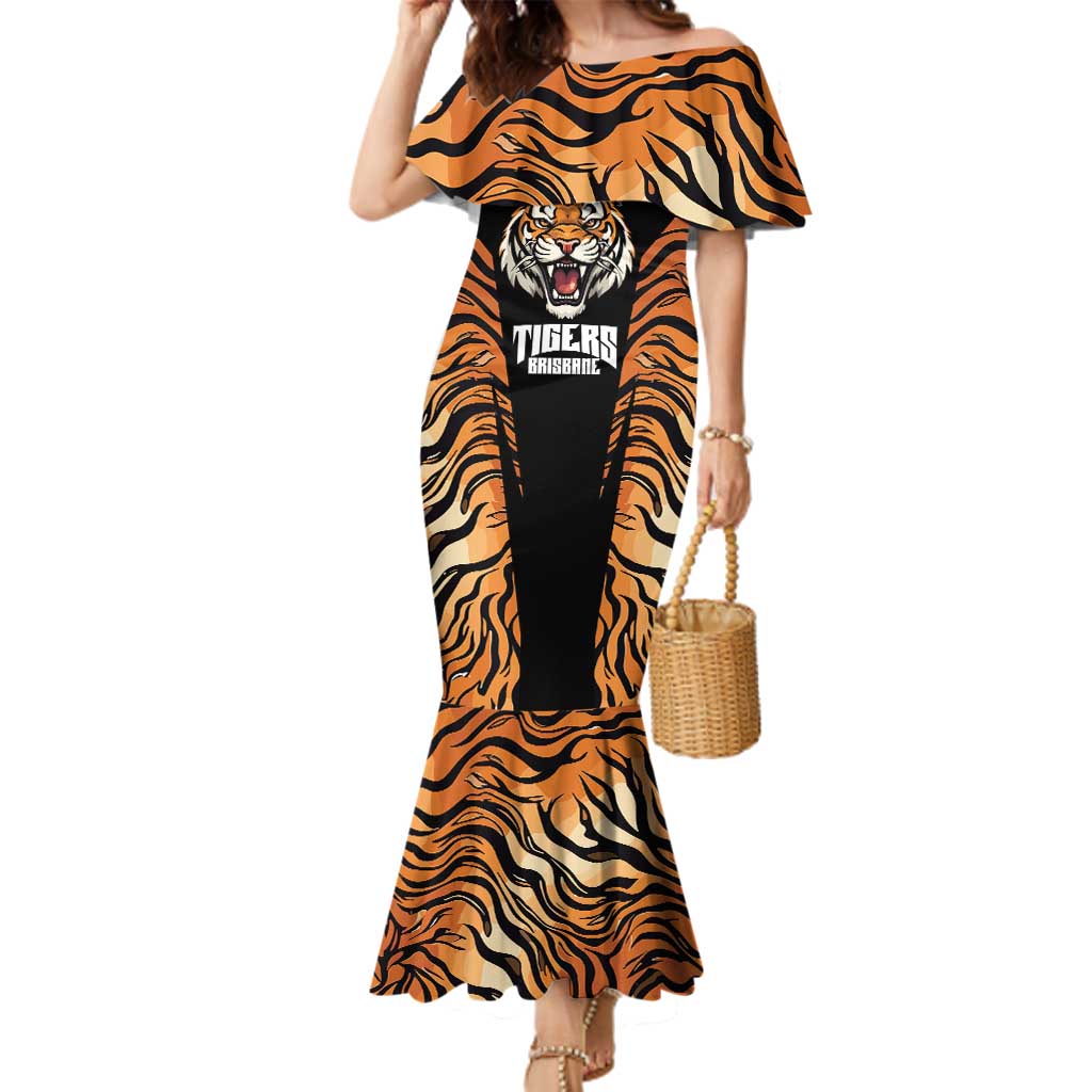 Brisbane Rugby Custom Family Matching Mermaid Dress and Hawaiian Shirt Go Tigers Skin Pattern - Aussie Hoodie
