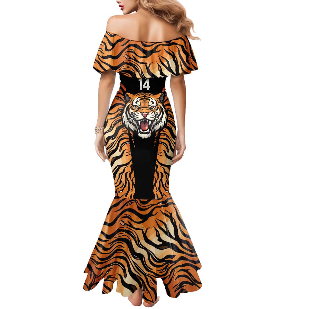 Brisbane Rugby Custom Family Matching Mermaid Dress and Hawaiian Shirt Go Tigers Skin Pattern - Aussie Hoodie