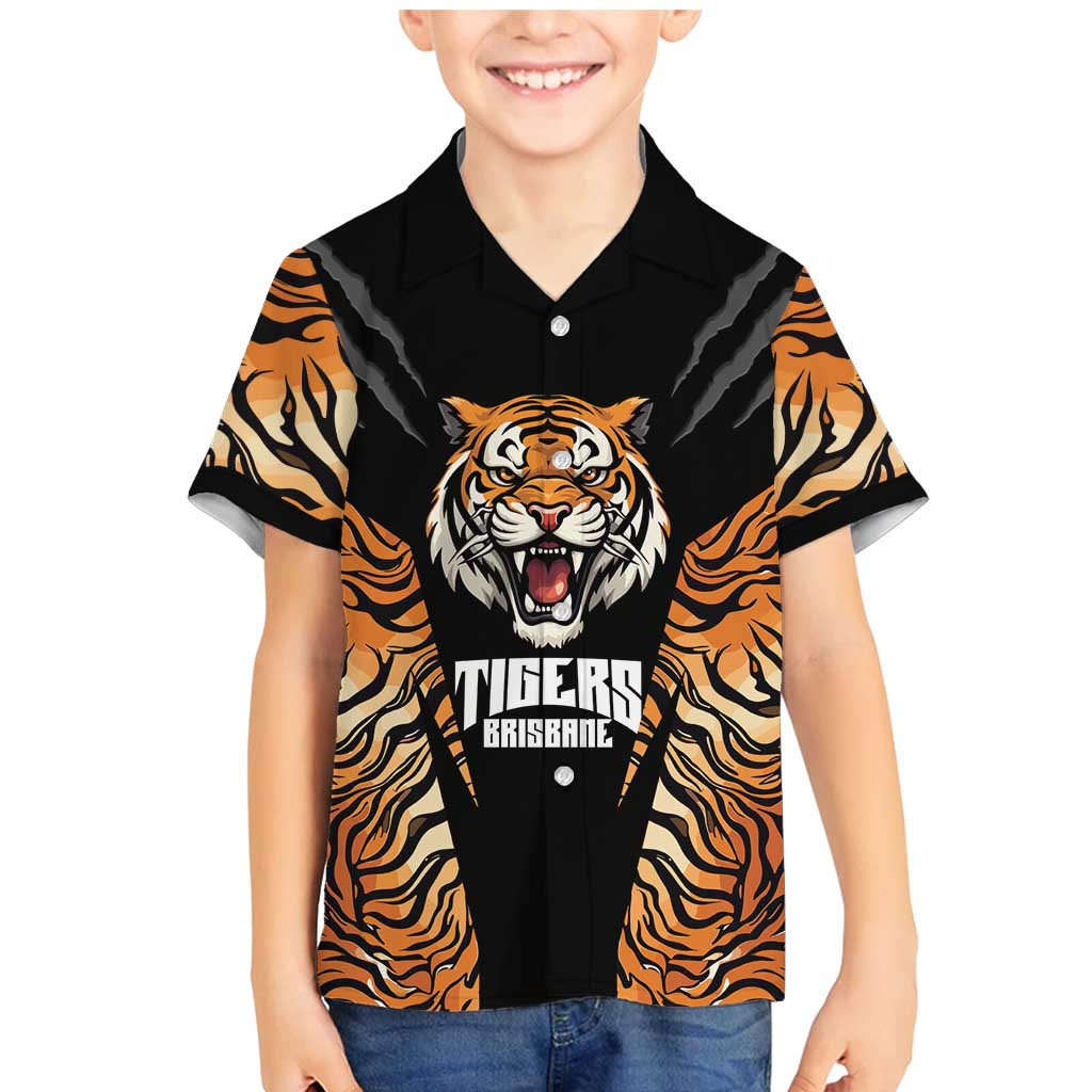 Brisbane Rugby Custom Family Matching Mermaid Dress and Hawaiian Shirt Go Tigers Skin Pattern - Aussie Hoodie