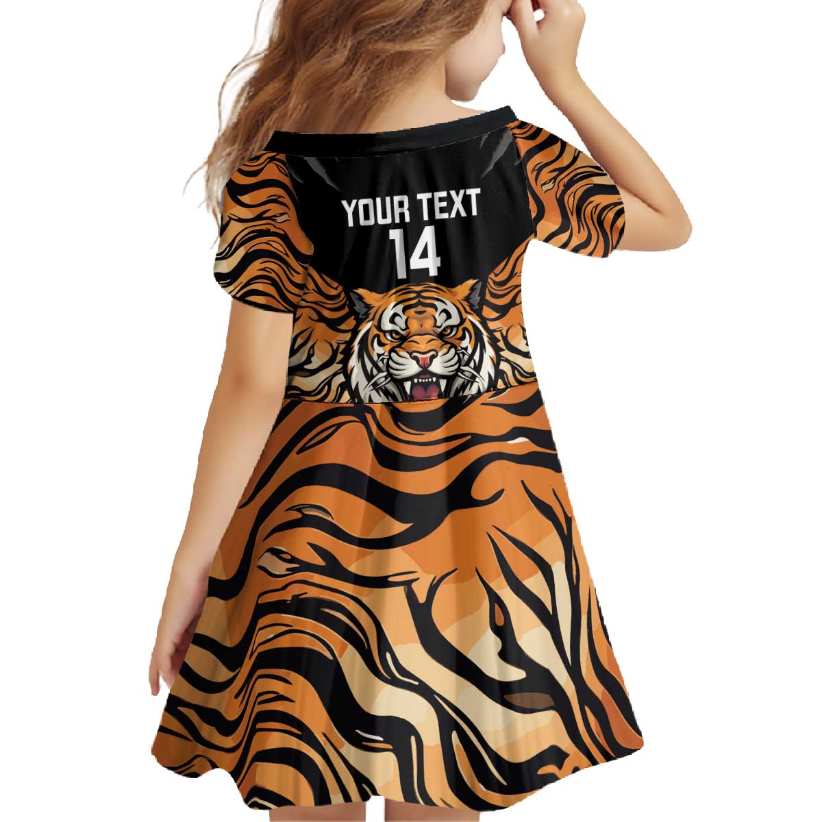 Brisbane Rugby Custom Family Matching Off The Shoulder Long Sleeve Dress and Hawaiian Shirt Go Tigers Skin Pattern - Aussie Hoodie