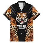 Brisbane Rugby Custom Family Matching Off The Shoulder Long Sleeve Dress and Hawaiian Shirt Go Tigers Skin Pattern - Aussie Hoodie