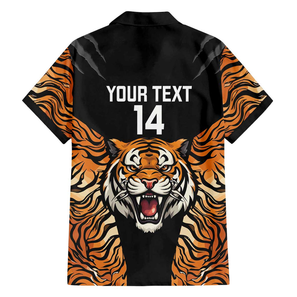 Brisbane Rugby Custom Family Matching Off The Shoulder Long Sleeve Dress and Hawaiian Shirt Go Tigers Skin Pattern - Aussie Hoodie