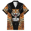 Brisbane Rugby Custom Family Matching Off Shoulder Maxi Dress and Hawaiian Shirt Go Tigers Skin Pattern - Aussie Hoodie