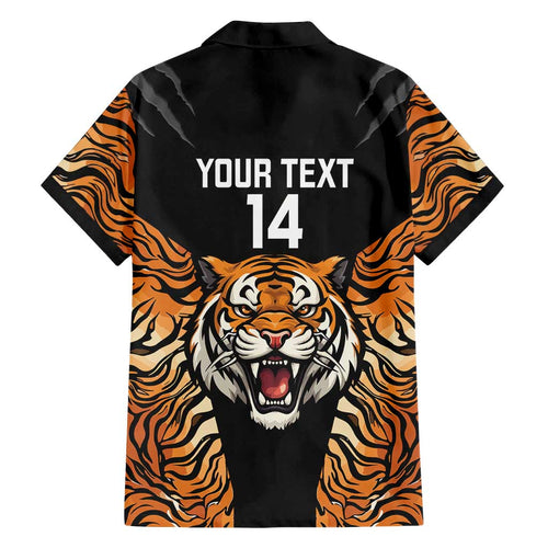 Brisbane Rugby Custom Family Matching Off Shoulder Maxi Dress and Hawaiian Shirt Go Tigers Skin Pattern - Aussie Hoodie
