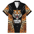 Brisbane Rugby Custom Family Matching Off Shoulder Short Dress and Hawaiian Shirt Go Tigers Skin Pattern - Aussie Hoodie