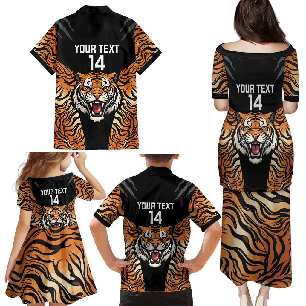 Brisbane Rugby Custom Family Matching Puletasi and Hawaiian Shirt Go Tigers Skin Pattern - Aussie Hoodie