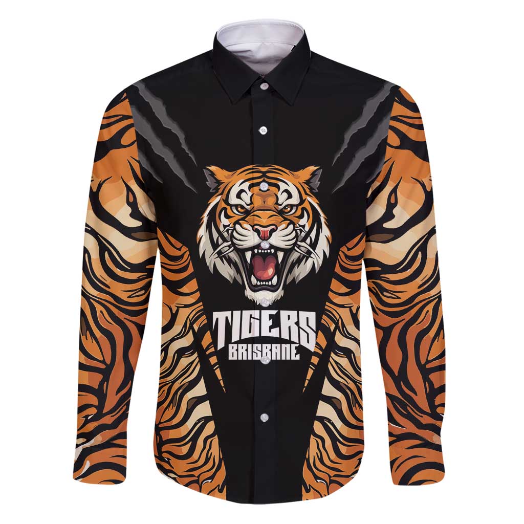 Brisbane Rugby Custom Family Matching Puletasi and Hawaiian Shirt Go Tigers Skin Pattern - Aussie Hoodie