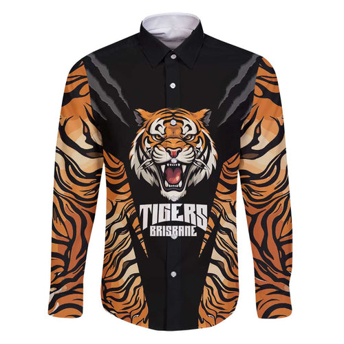 Brisbane Rugby Custom Family Matching Puletasi and Hawaiian Shirt Go Tigers Skin Pattern - Aussie Hoodie