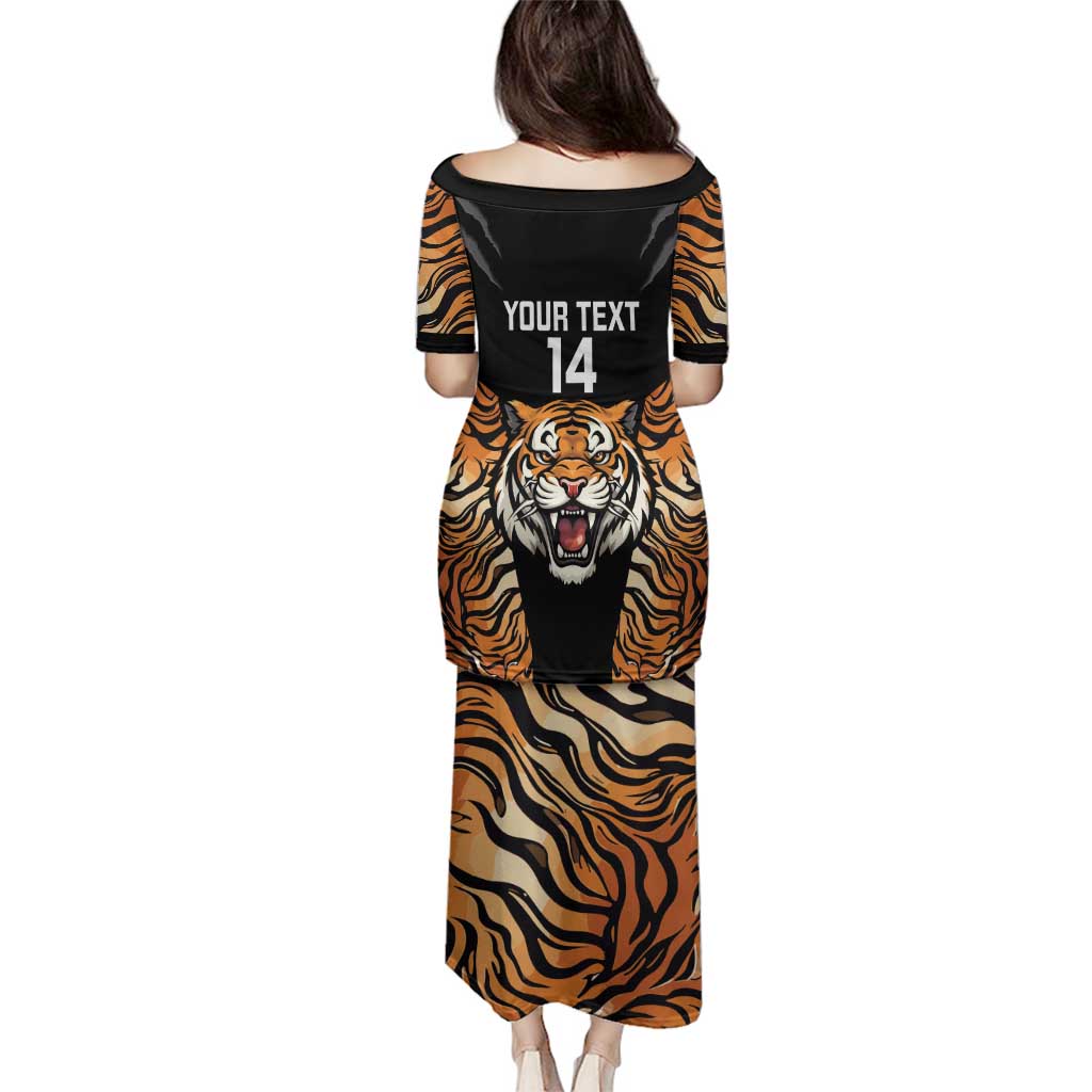 Brisbane Rugby Custom Family Matching Puletasi and Hawaiian Shirt Go Tigers Skin Pattern - Aussie Hoodie