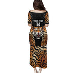 Brisbane Rugby Custom Family Matching Puletasi and Hawaiian Shirt Go Tigers Skin Pattern - Aussie Hoodie