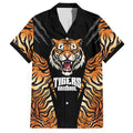 Brisbane Rugby Custom Family Matching Short Sleeve Bodycon Dress and Hawaiian Shirt Go Tigers Skin Pattern - Aussie Hoodie