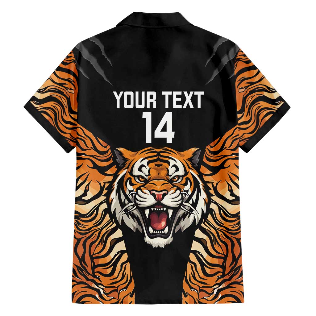 Brisbane Rugby Custom Family Matching Short Sleeve Bodycon Dress and Hawaiian Shirt Go Tigers Skin Pattern - Aussie Hoodie