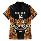 Brisbane Rugby Custom Family Matching Short Sleeve Bodycon Dress and Hawaiian Shirt Go Tigers Skin Pattern - Aussie Hoodie