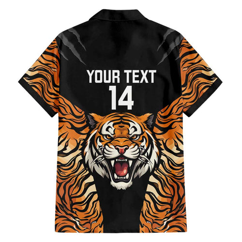 Brisbane Rugby Custom Family Matching Short Sleeve Bodycon Dress and Hawaiian Shirt Go Tigers Skin Pattern - Aussie Hoodie