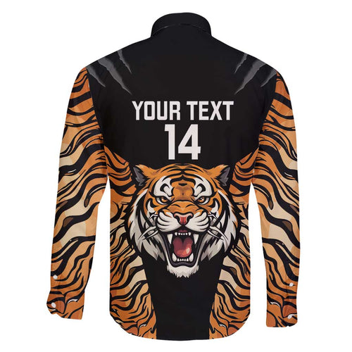 Brisbane Rugby Custom Family Matching Short Sleeve Bodycon Dress and Hawaiian Shirt Go Tigers Skin Pattern - Aussie Hoodie