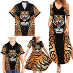 Brisbane Rugby Custom Family Matching Summer Maxi Dress and Hawaiian Shirt Go Tigers Skin Pattern - Aussie Hoodie
