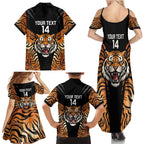 Brisbane Rugby Custom Family Matching Summer Maxi Dress and Hawaiian Shirt Go Tigers Skin Pattern - Aussie Hoodie