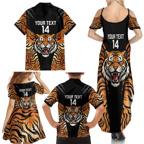 Brisbane Rugby Custom Family Matching Summer Maxi Dress and Hawaiian Shirt Go Tigers Skin Pattern - Aussie Hoodie