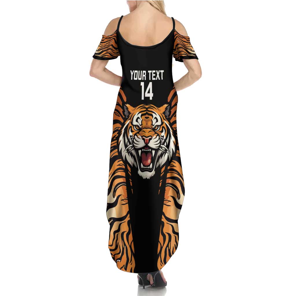 Brisbane Rugby Custom Family Matching Summer Maxi Dress and Hawaiian Shirt Go Tigers Skin Pattern - Aussie Hoodie