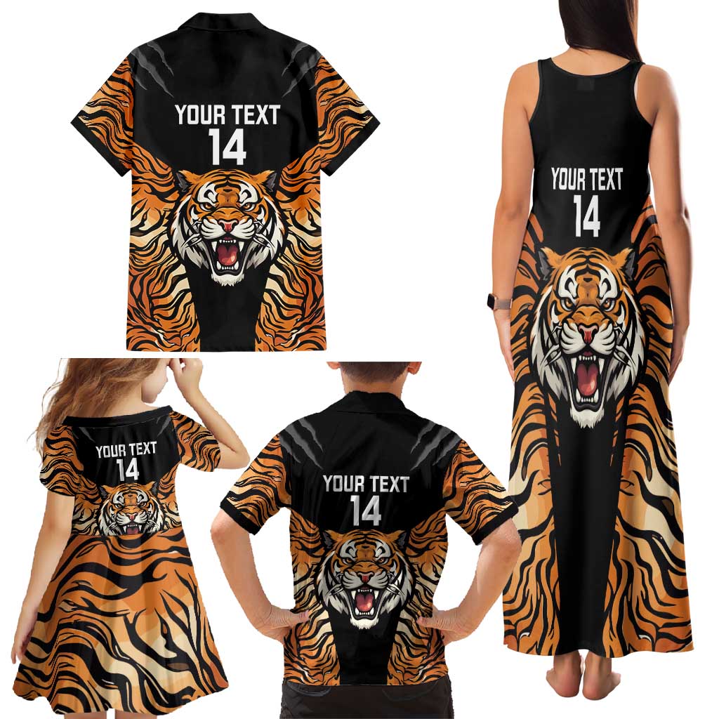 Brisbane Rugby Custom Family Matching Tank Maxi Dress and Hawaiian Shirt Go Tigers Skin Pattern - Aussie Hoodie