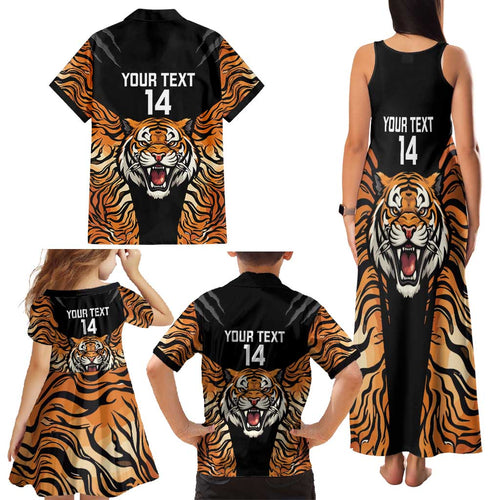 Brisbane Rugby Custom Family Matching Tank Maxi Dress and Hawaiian Shirt Go Tigers Skin Pattern - Aussie Hoodie
