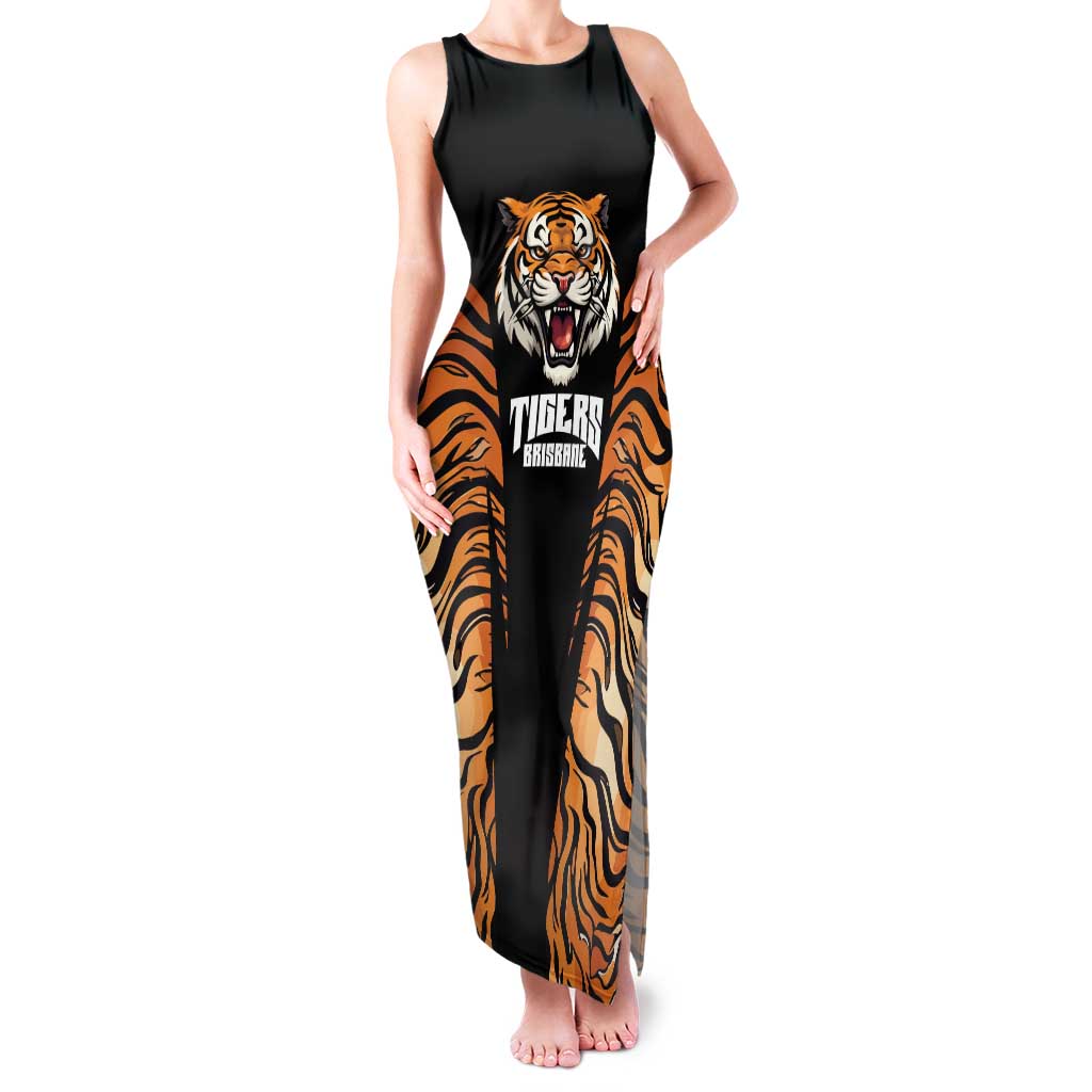 Brisbane Rugby Custom Family Matching Tank Maxi Dress and Hawaiian Shirt Go Tigers Skin Pattern - Aussie Hoodie