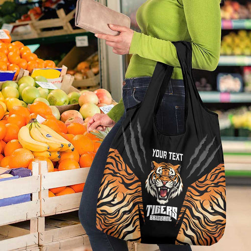 Brisbane Rugby Custom Grocery Bag Go Tigers Skin Pattern - Aussie Hoodie