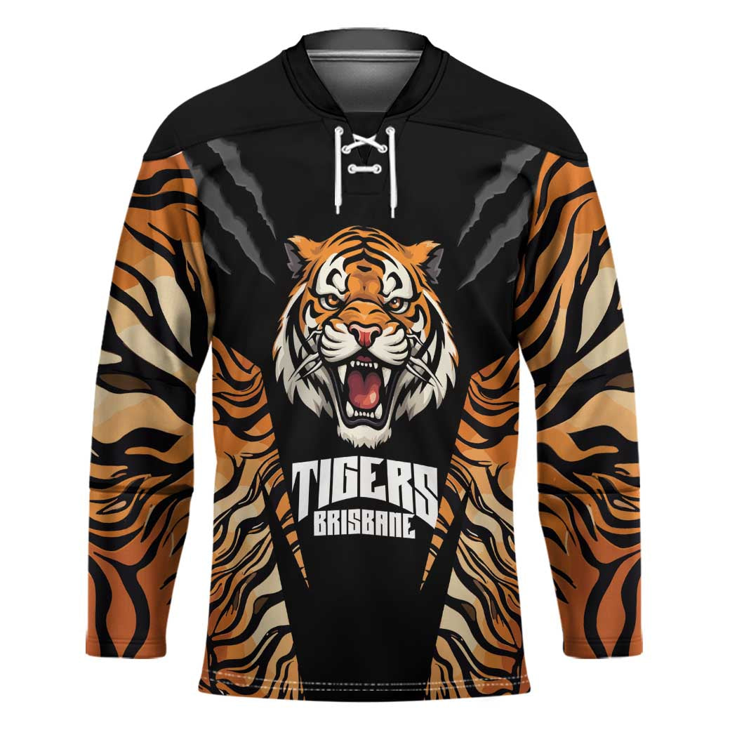 Brisbane Rugby Custom Hockey Jersey Go Tigers Skin Pattern - Aussie Hoodie
