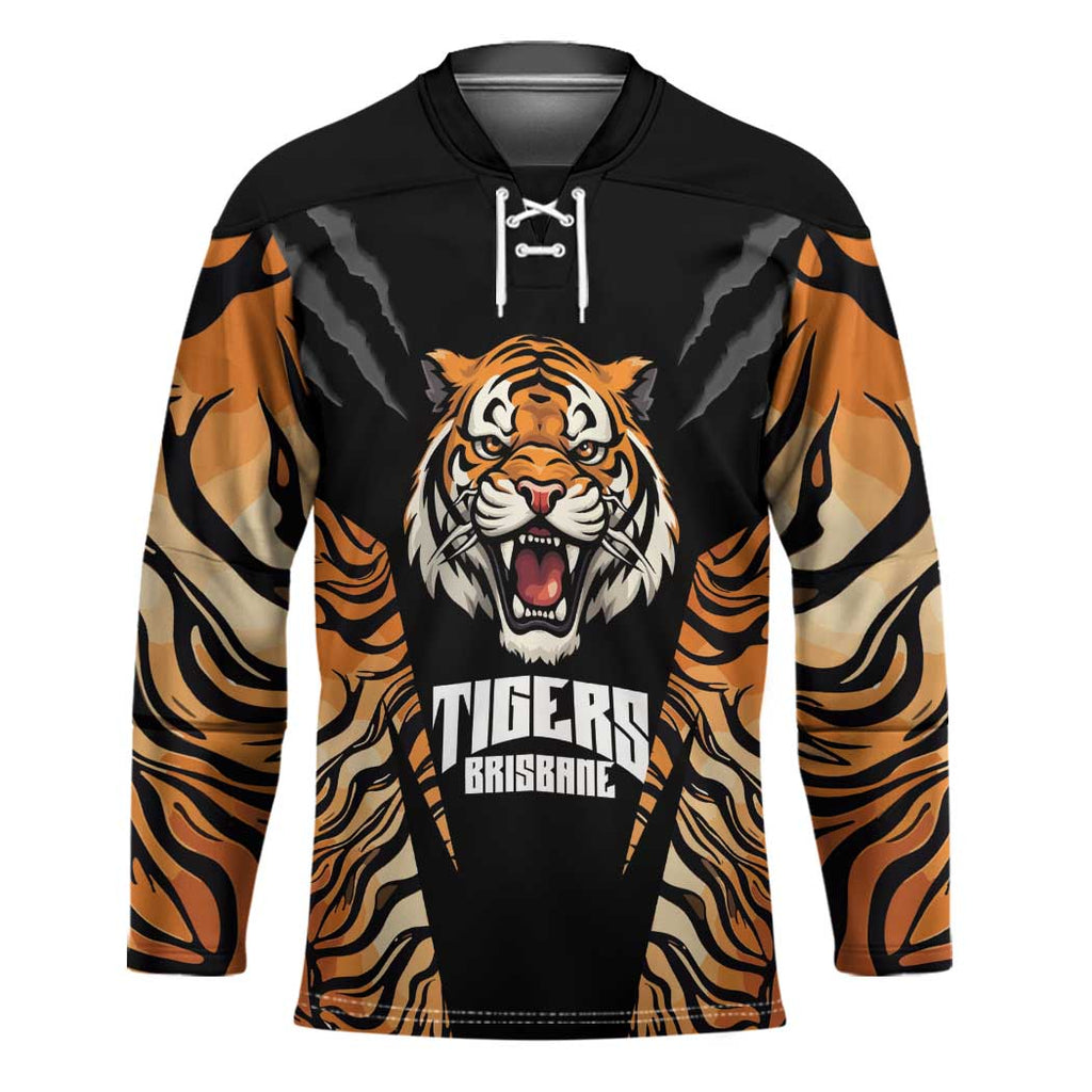 Brisbane Rugby Custom Hockey Jersey Go Tigers Skin Pattern - Aussie Hoodie