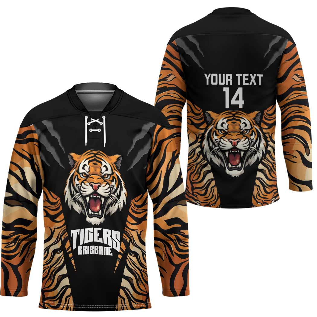 Brisbane Rugby Custom Hockey Jersey Go Tigers Skin Pattern - Aussie Hoodie