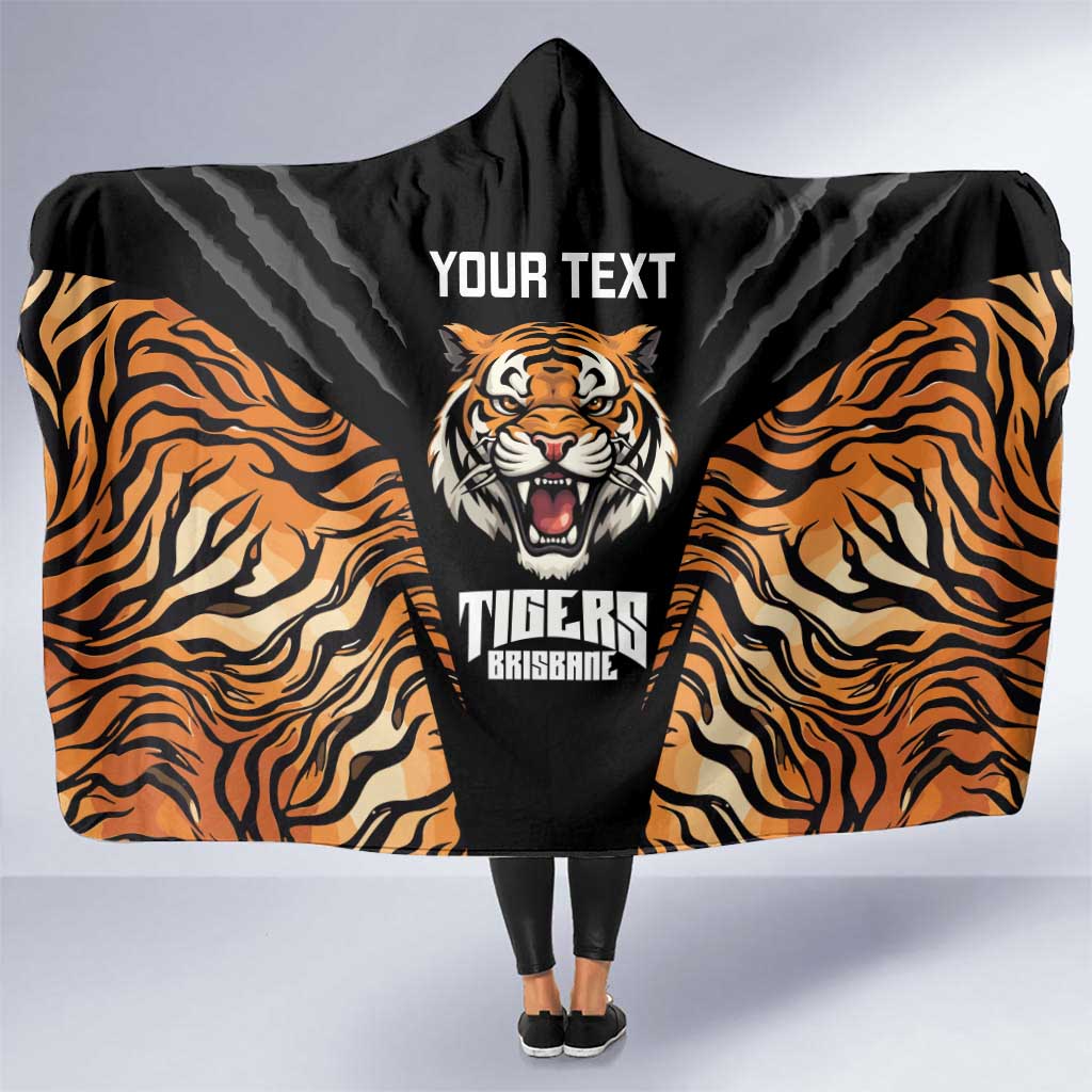 Brisbane Rugby Custom Hooded Blanket Go Tigers Skin Pattern - Aussie Hoodie