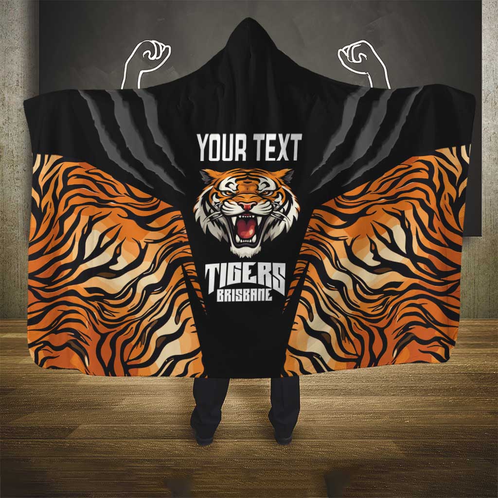 Brisbane Rugby Custom Hooded Blanket Go Tigers Skin Pattern - Aussie Hoodie
