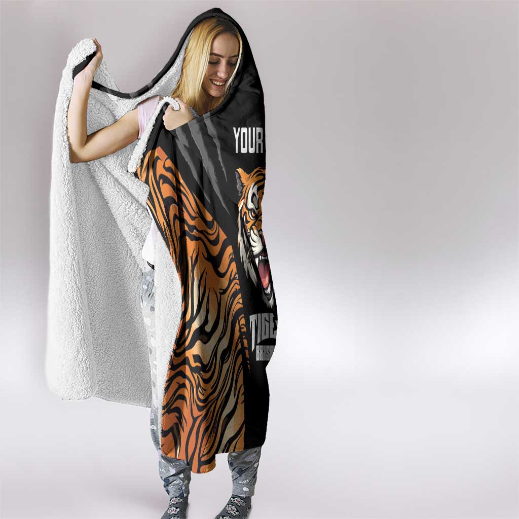 Brisbane Rugby Custom Hooded Blanket Go Tigers Skin Pattern - Aussie Hoodie