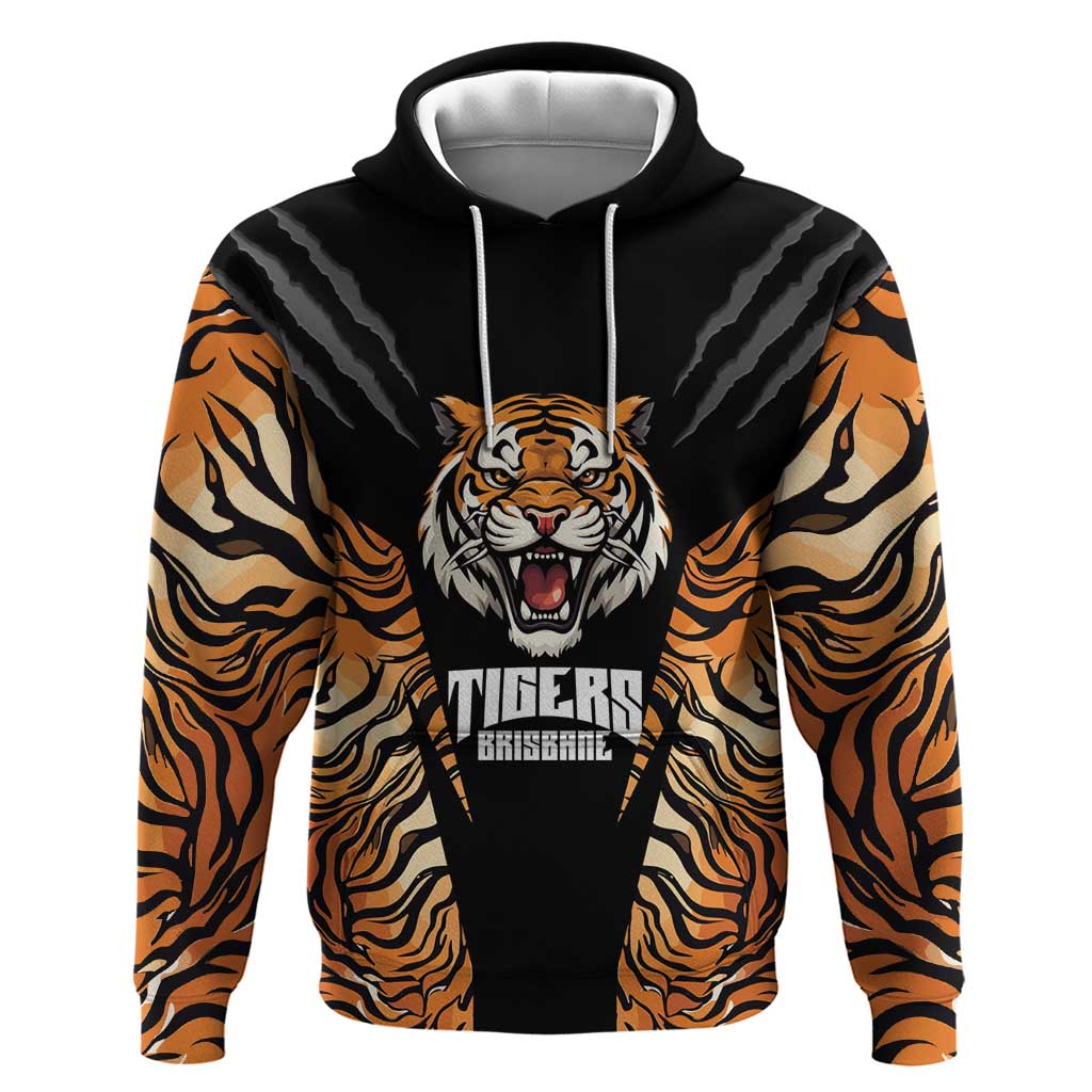 Brisbane Rugby Custom Hoodie Go Tigers Skin Pattern - Aussie Hoodie