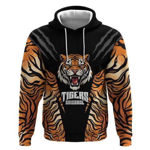 Brisbane Rugby Custom Hoodie Go Tigers Skin Pattern - Aussie Hoodie