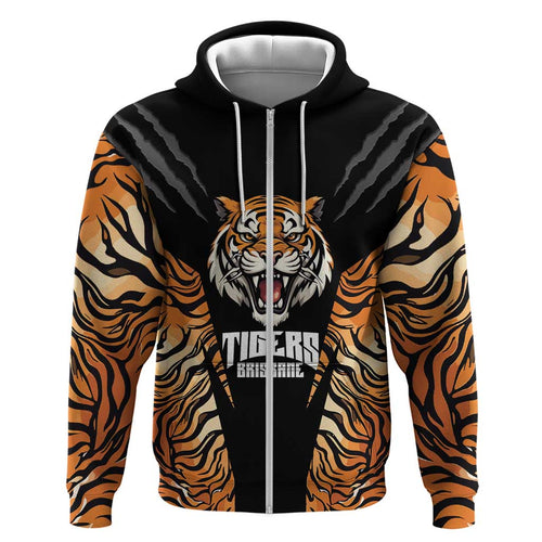 Brisbane Rugby Custom Hoodie Go Tigers Skin Pattern - Aussie Hoodie