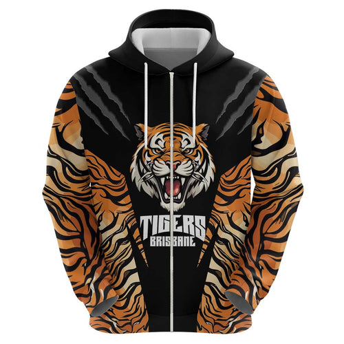 Brisbane Rugby Custom Hoodie Go Tigers Skin Pattern - Aussie Hoodie